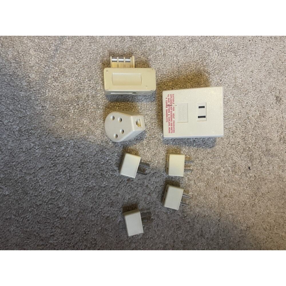 7 Plug Adapters US Europe France Appliance Heat Travel Vintage